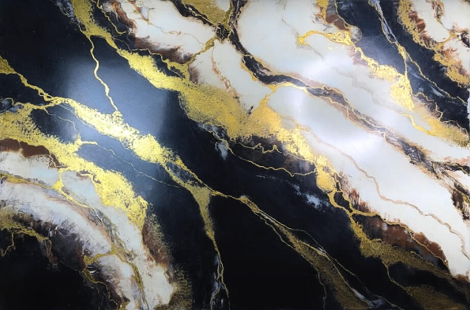 Venetian plaster marble effect with gold leaf metallic detailing